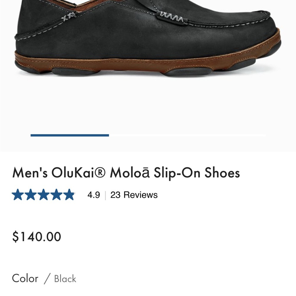 OluKai Men's Moloa Black Slip-On Shoes